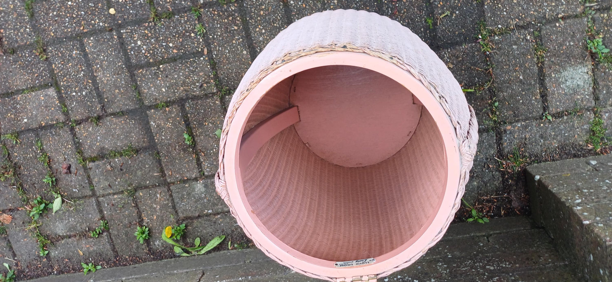 Vintage Pink Lloyd Loom Linen Basket by Lusty Retro Laundry Hamper with Formica Lid 1950s Mid Century Storage Shabby Chic Bathroom Decor