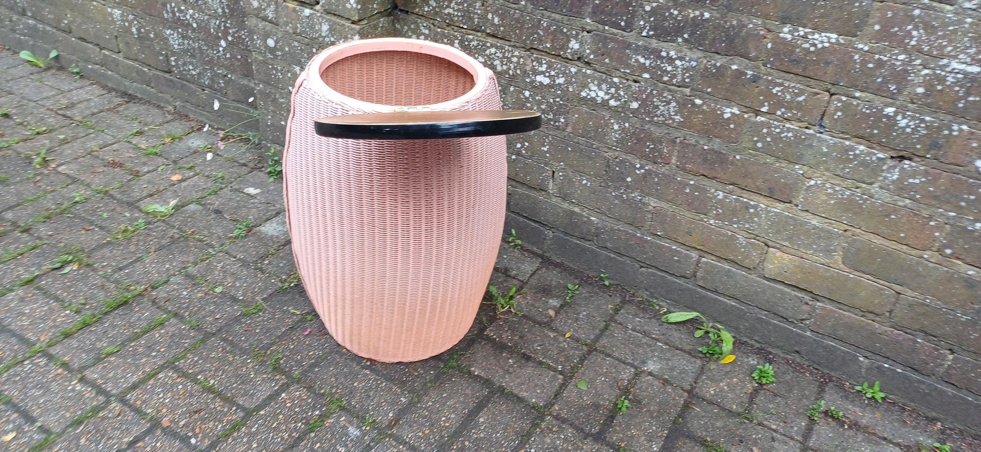 Vintage Pink Lloyd Loom Linen Basket by Lusty Retro Laundry Hamper with Formica Lid 1950s Mid Century Storage Shabby Chic Bathroom Decor