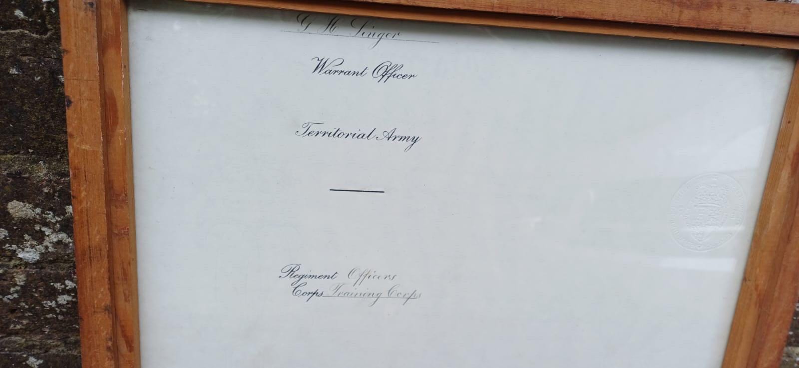 1957 British Army Warrant – George H. Singer Appointment as Territorial Army Officer, Original Military Document, Framed & Embossed
