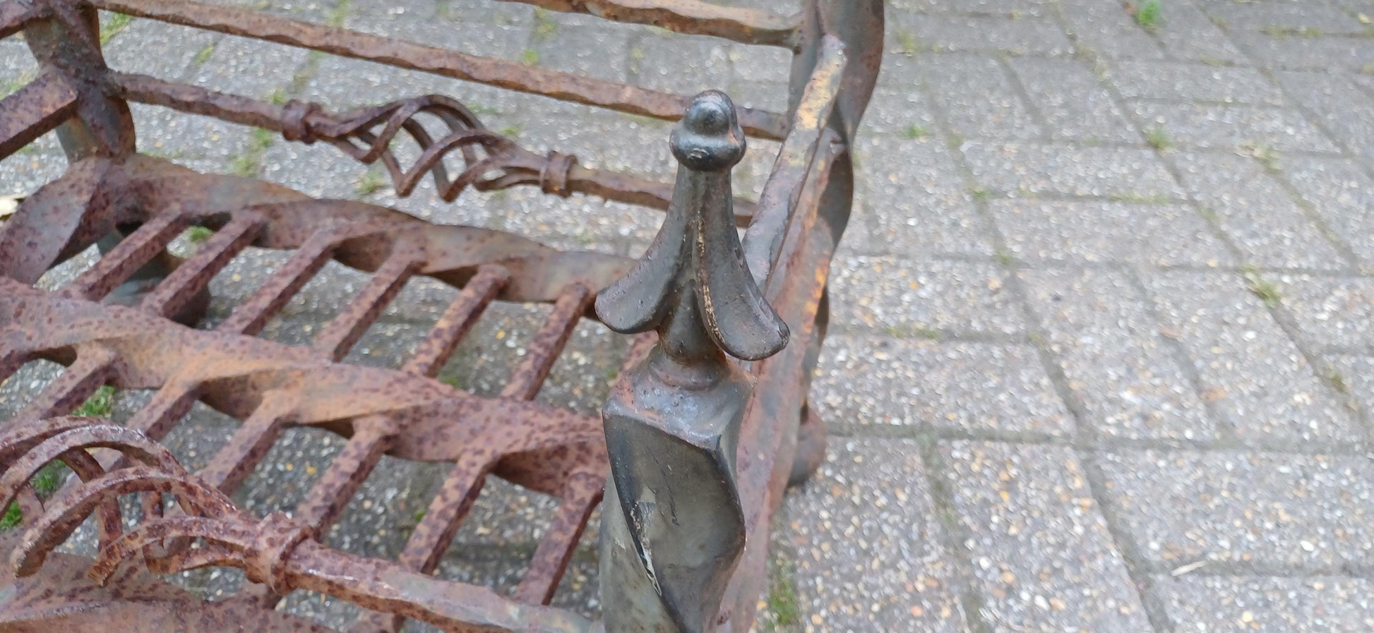 Antique Wrought Iron Fire Grate Gothic Fireplace Heavy Twisted Scrollwork Log Basket Salvage Hearth Piece with Patina FREE HAND Delivery