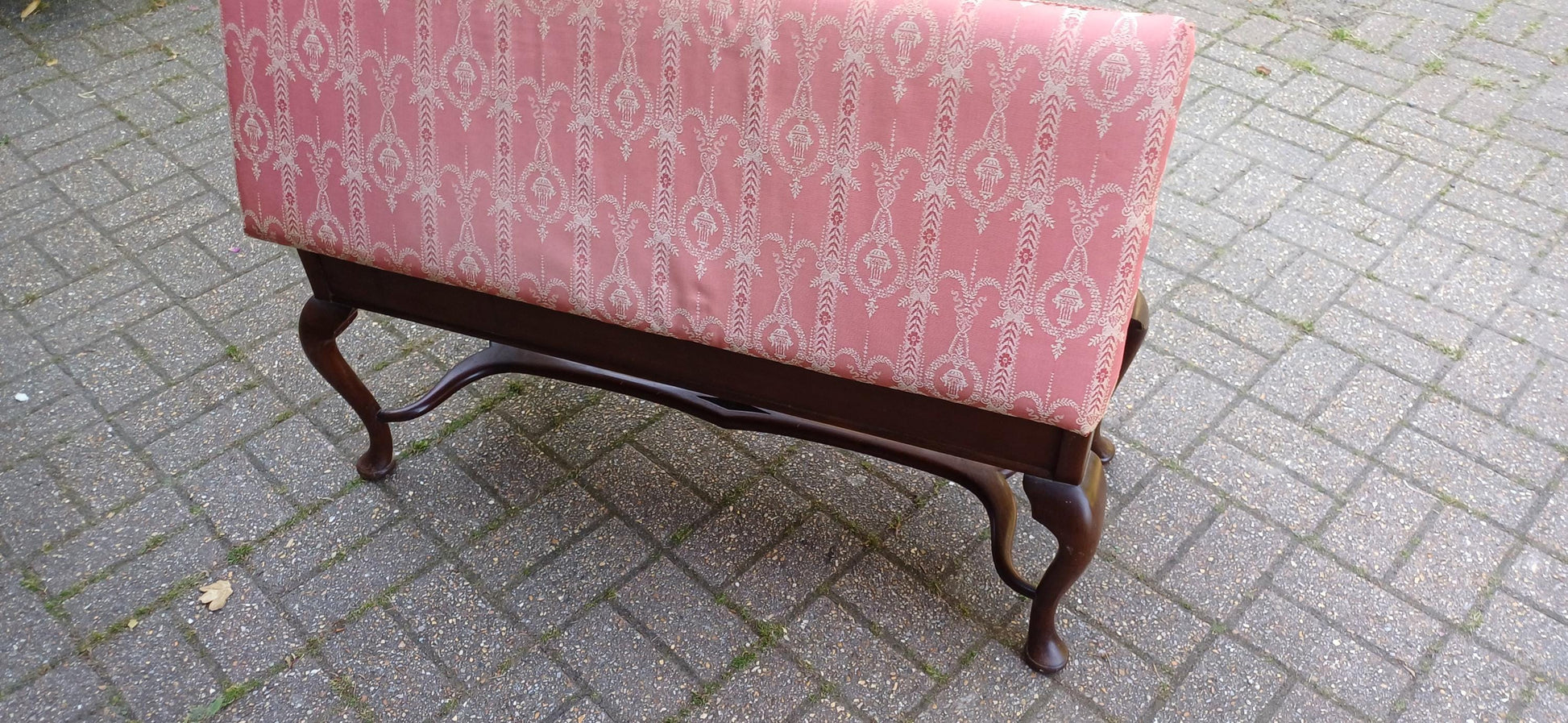 Vintage Queen Anne Style Mahogany Dual Piano Stool Storage Bench | Upholstered Seat in Rose Pink| Blanket Box Ottoman FREE HAND Delivery