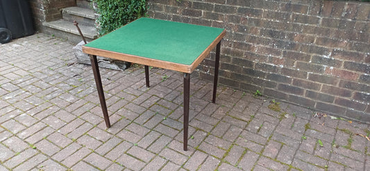 Vono Vintage Folding Card Table with Green Felt Top – 1950s Utility Design Incredibly Practical Spare Table FREE DELIVERY