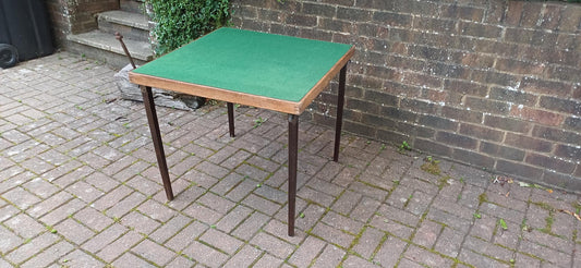 Vono Vintage Folding Card Table with Green Felt Top – 1950s Utility Design Incredibly Practical Spare Table FREE DELIVERY