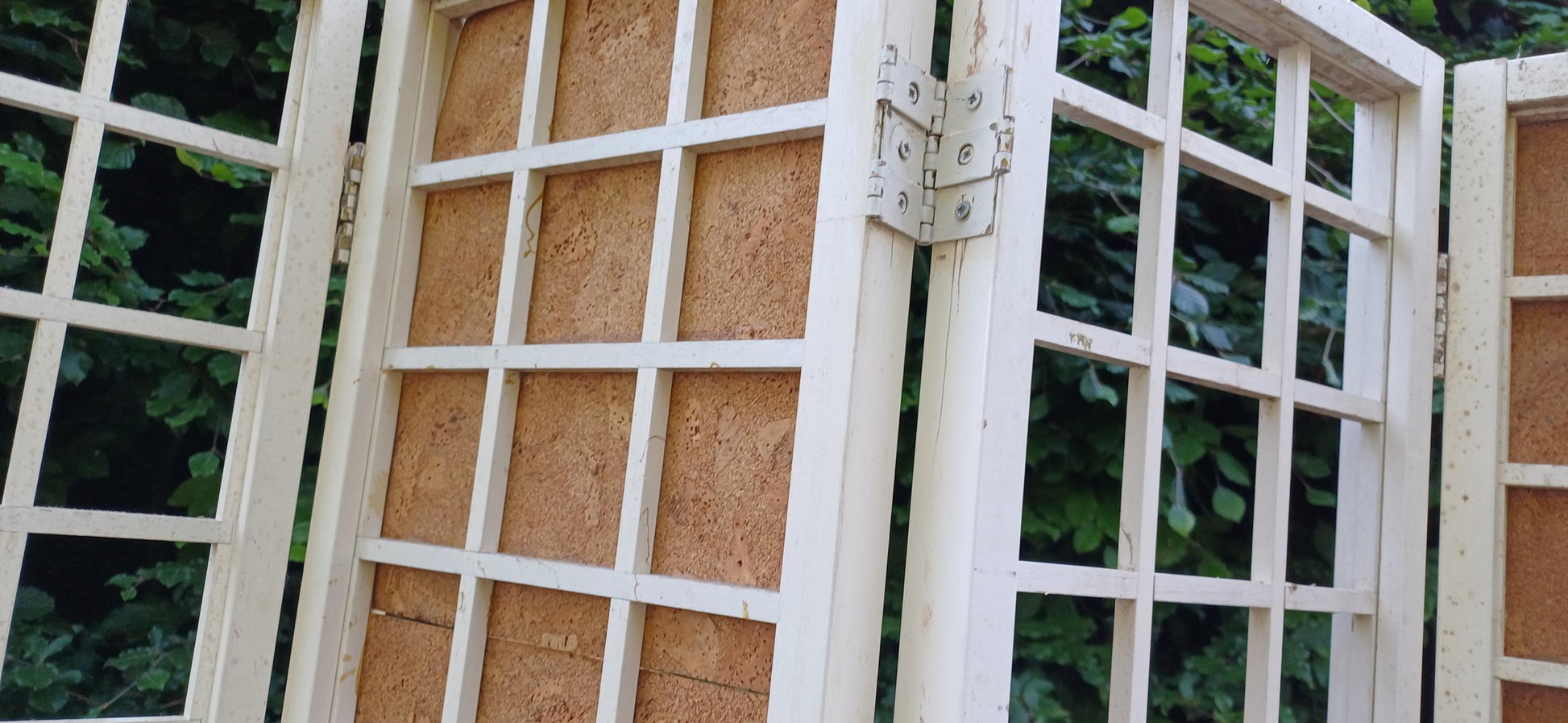Vintage Mid Century Folding Room Divider Privacy Screen 5 Panel White Lattice Frame Shabby Chic Partition – Retro Folding FREE HAND Delivery