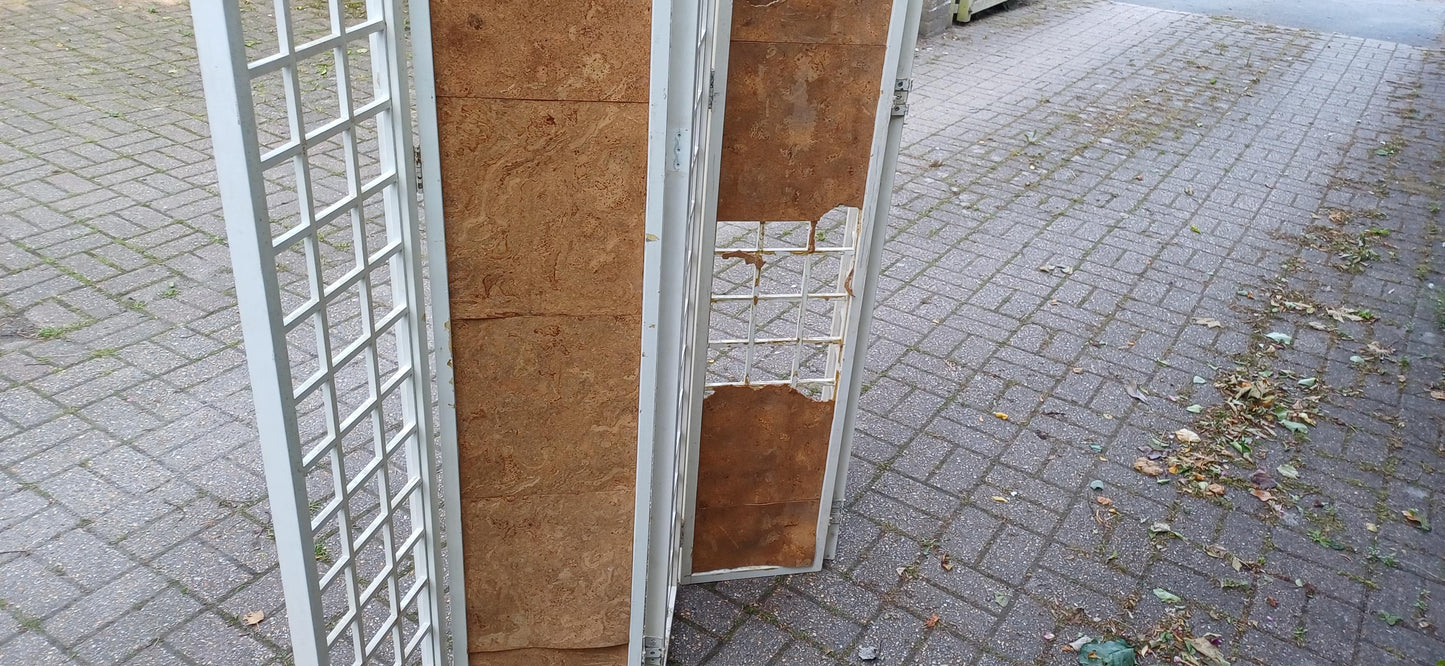 Vintage Mid Century Folding Room Divider Privacy Screen 5 Panel White Lattice Frame Shabby Chic Partition – Retro Folding FREE HAND Delivery