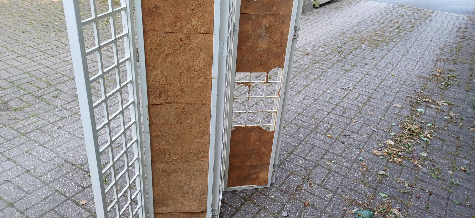 Vintage Mid Century Folding Room Divider Privacy Screen 5 Panel White Lattice Frame Shabby Chic Partition – Retro Folding FREE HAND Delivery