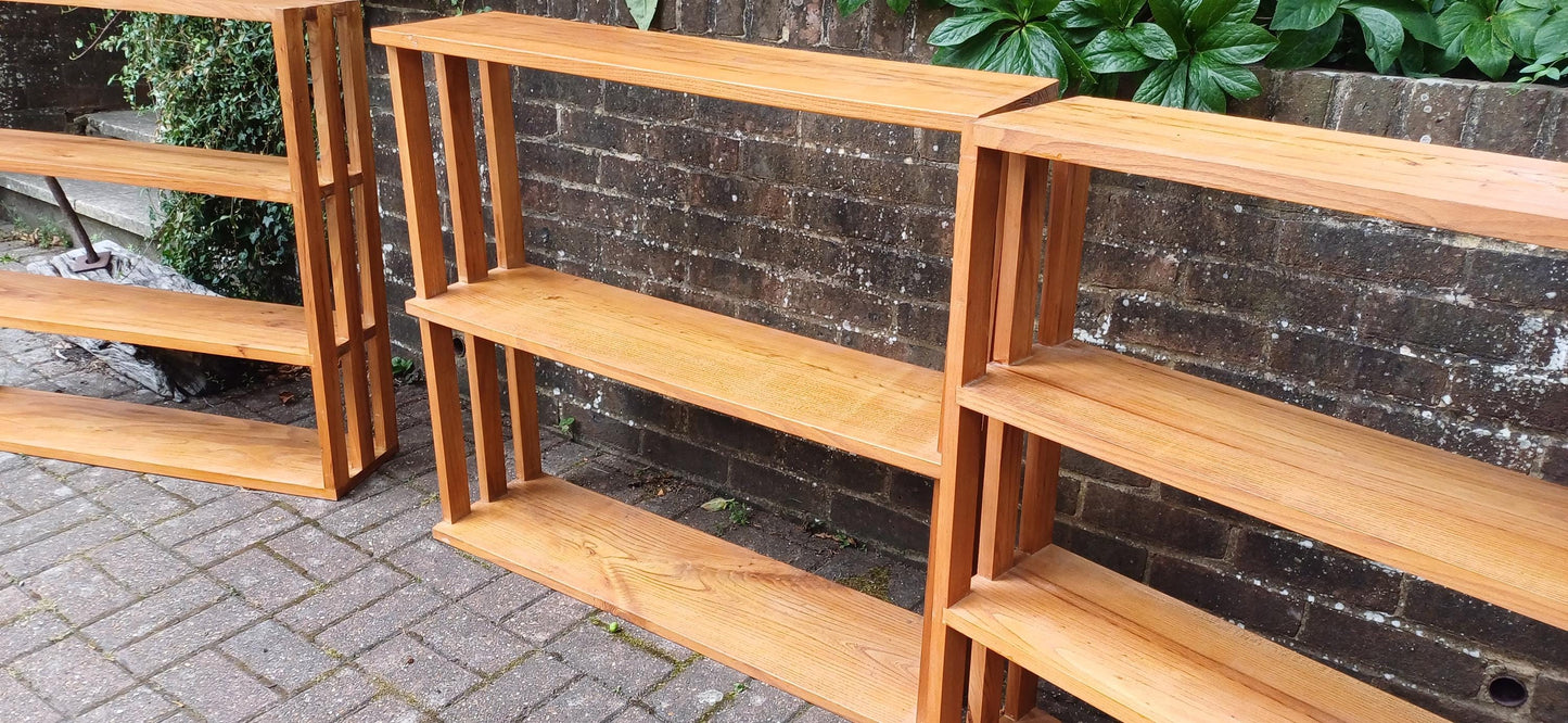 Vintage Solid Quality Elm Shelving Units Set of Three Freestanding Bookcases Display Shelves Storage Retro Home Decor FREE HAND Delivery
