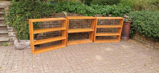 Vintage Solid Quality Elm Shelving Units Set of Three Freestanding Bookcases Display Shelves Storage Retro Home Decor FREE HAND Delivery
