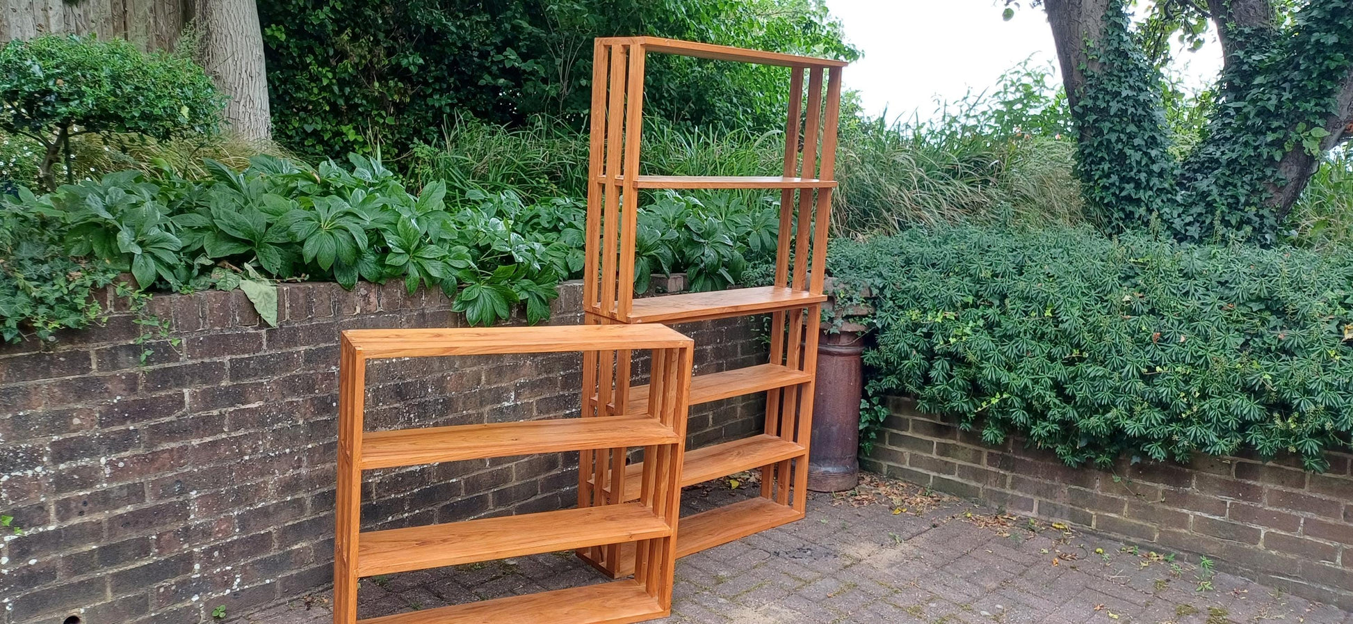 Vintage Solid Quality Elm Shelving Units Set of Three Freestanding Bookcases Display Shelves Storage Retro Home Decor FREE HAND Delivery