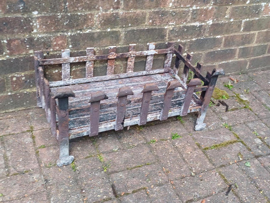 Very Large Antique Cast Iron Fire Grate English Hearth Basket Rustic Fireplace Insert Vintage Iron Fire Basket FREE HAND Delivery