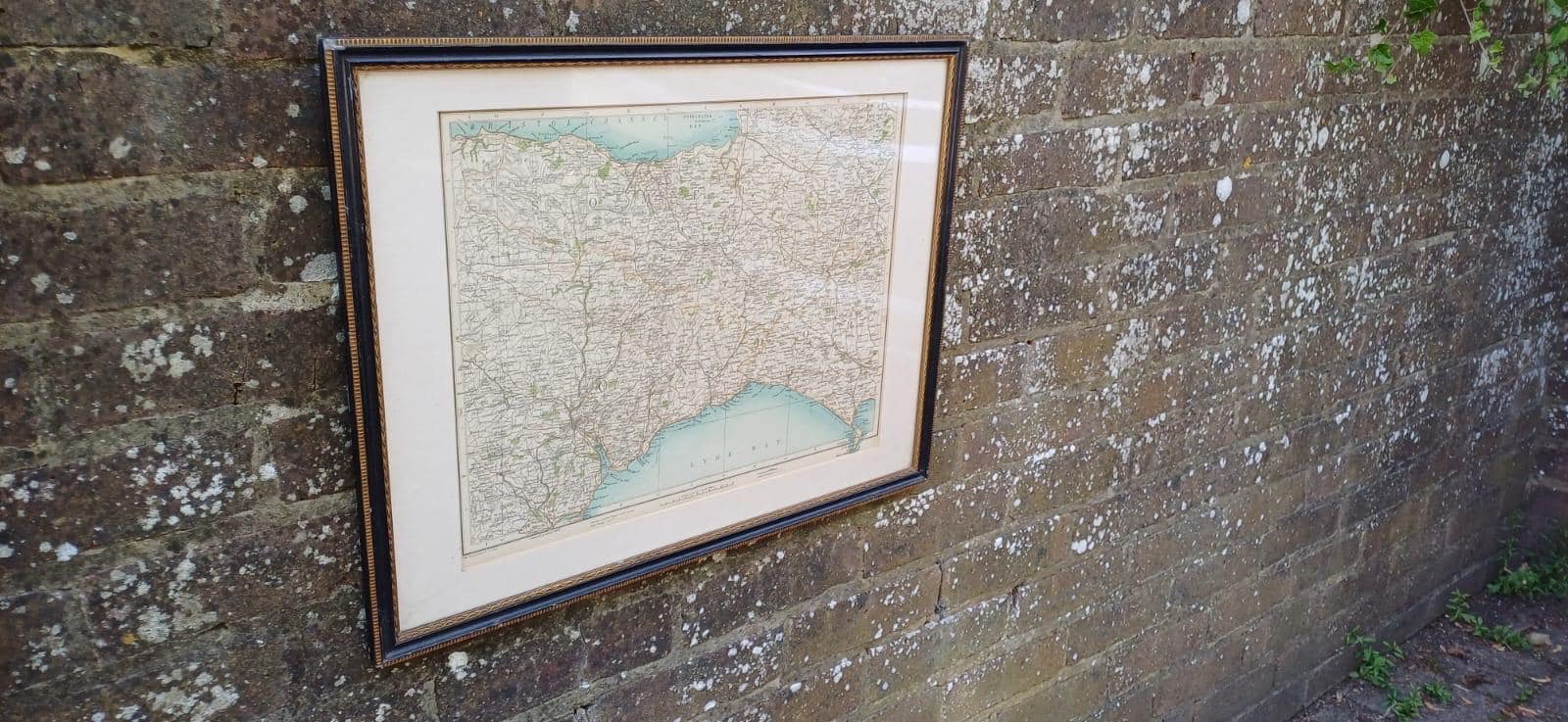 Antique Vintage Framed 1900s Map of South West England – Dorset Devon Lyme Bay – Original Antique Geographical Wall Art, UK Counties Map