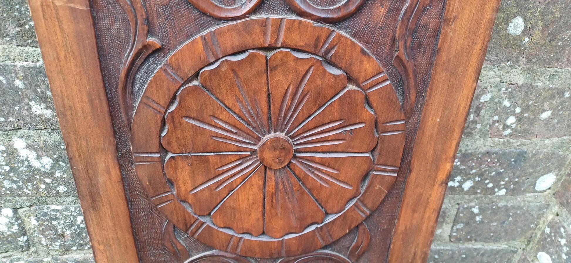 Tall Antique Hand Carved Wood Wall Panel Plaque With Neoclassical Foliate Detailing, Rich Patina, Victorian Country House Charm