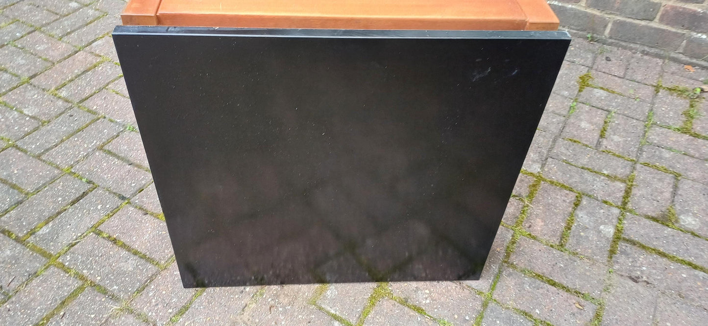 Vintage 1960s Teak & Black Formica Floating Coffee Table – Retro Mid Century Modern Square Table With Suspended Design Solid Frame