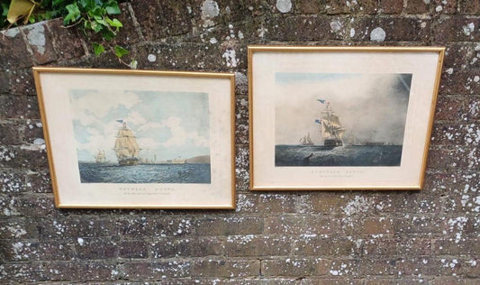 Antique Framed Maritime Art Prints by S. Walters – “Homeward Bound” & “Outward Bound”, Liverpool, Framed Nautical Scenes, Victorian Era