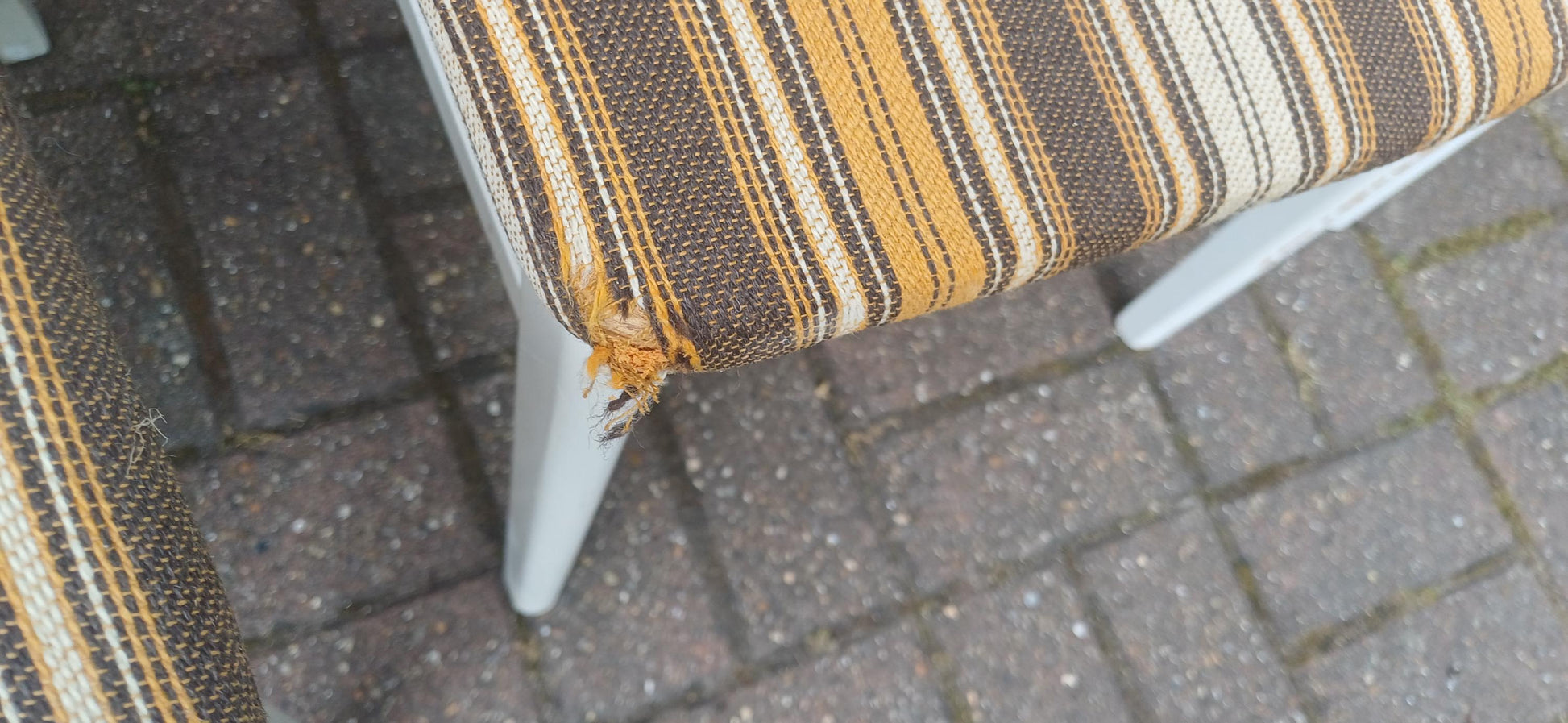 Vintage Retro 70s White Beech Dining Chairs Set of 4 Striped Original Upholstery Kitchen Chairs Made in East Germany GDR FREE HAND Delivery