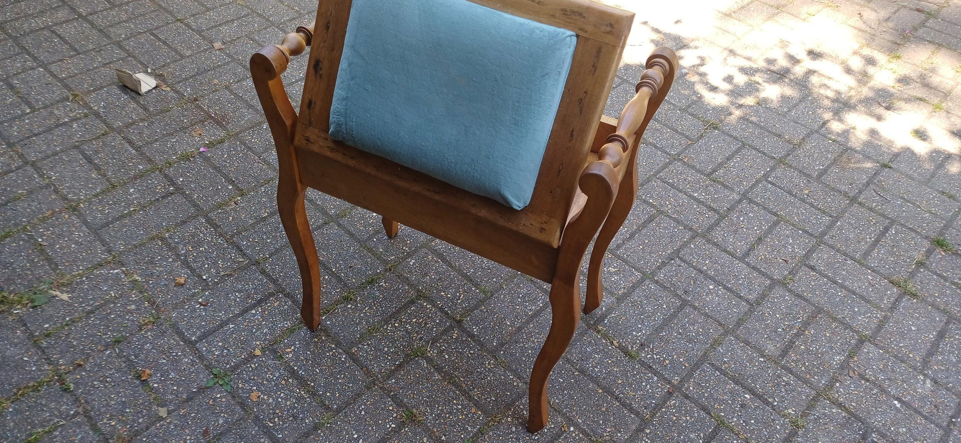 Vintage Mahogany Upholstered Piano Stool Dressing Table Stool Blue Suede Seat Storage Antique Hall Seat Hand Stripped Unique Vanity Seating