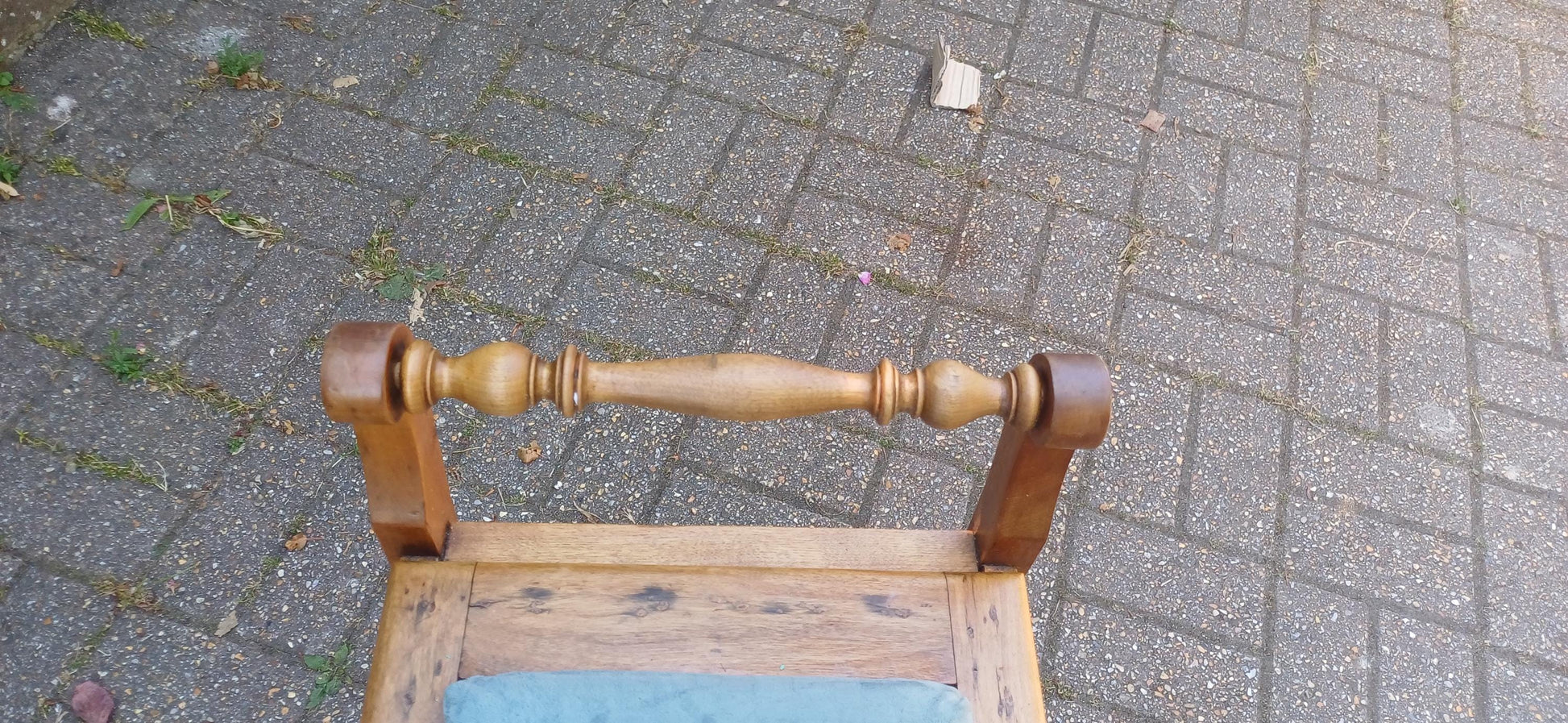 Vintage Mahogany Upholstered Piano Stool Dressing Table Stool Blue Suede Seat Storage Antique Hall Seat Hand Stripped Unique Vanity Seating