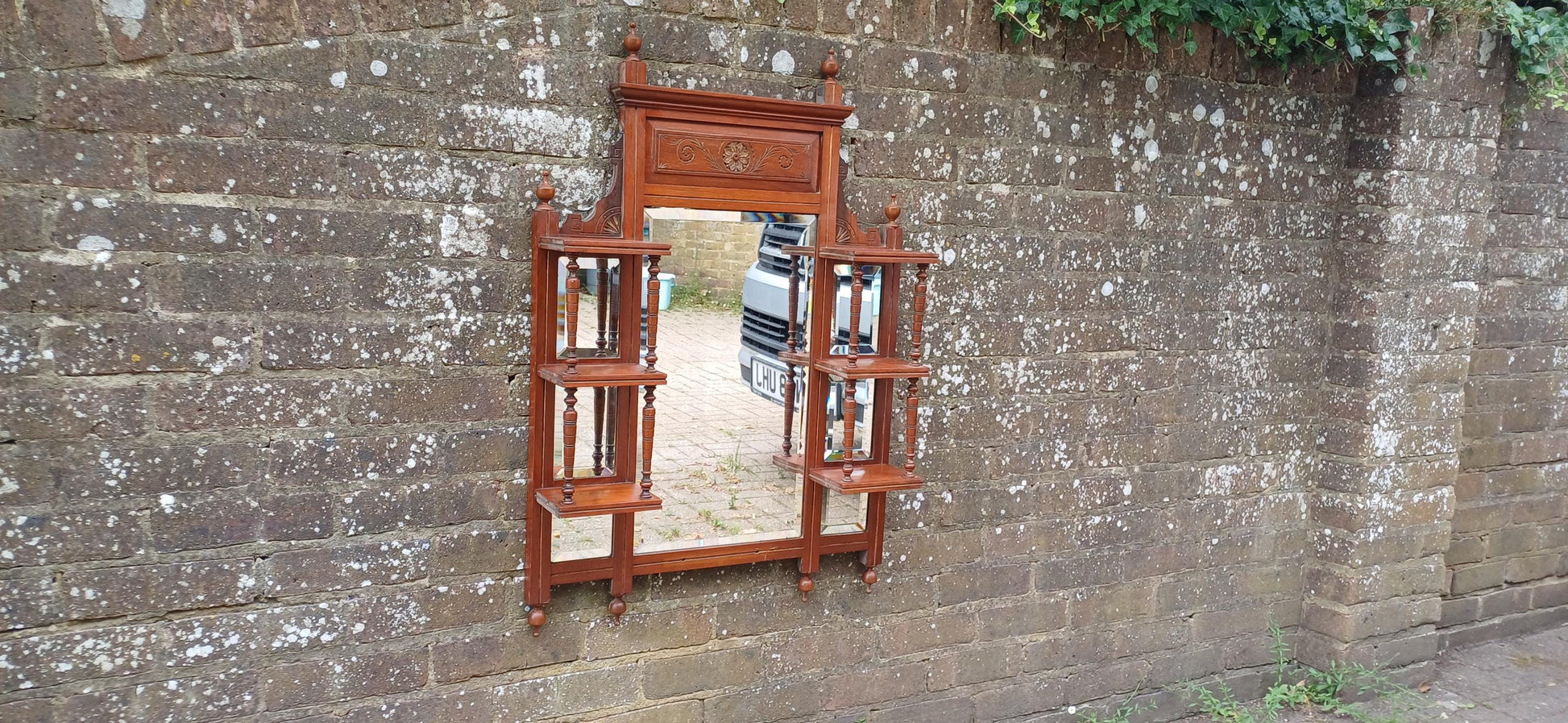 Antique Victorian Mahogany Wall Mirror 7 Mirrors Ornate Carved Pediment Vintage Display Hallway Mirror 19th Century Decor FREE HAND Delivery
