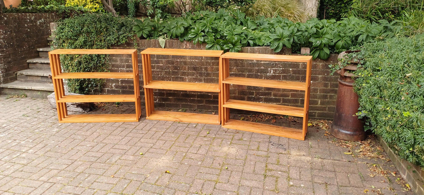 Vintage Solid Quality Elm Shelving Units Set of Three Freestanding Bookcases Display Shelves Storage Retro Home Decor FREE HAND Delivery