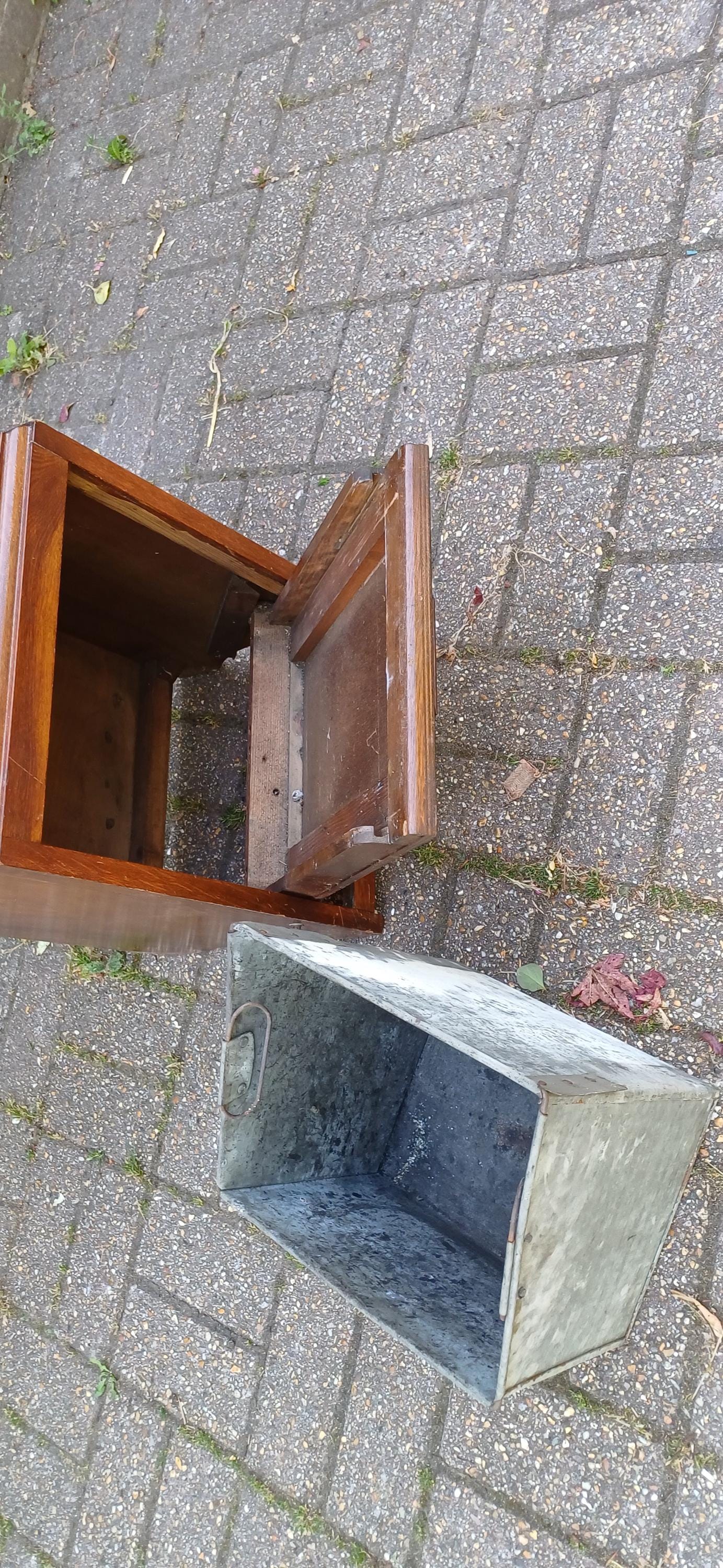 Vintage 50s Oak Effect Scuttle Bin with Original Metal Liner Wooden Coal Box Fireside Storage Vintage Kindling