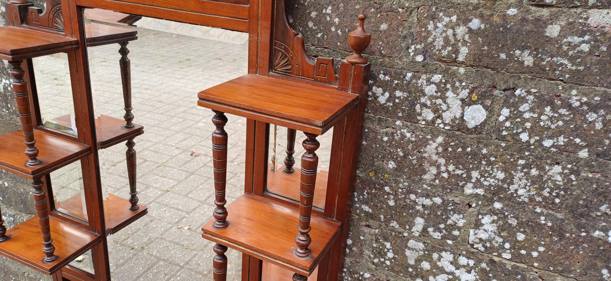 Antique Victorian Mahogany Wall Mirror 7 Mirrors Ornate Carved Pediment Vintage Display Hallway Mirror 19th Century Decor FREE HAND Delivery