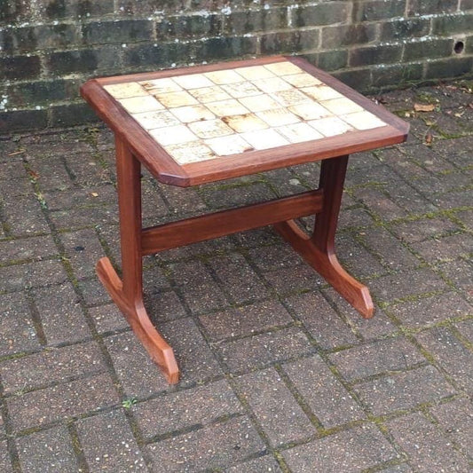 retro coffee table, retro table, Danish table, teak table. Tile top table