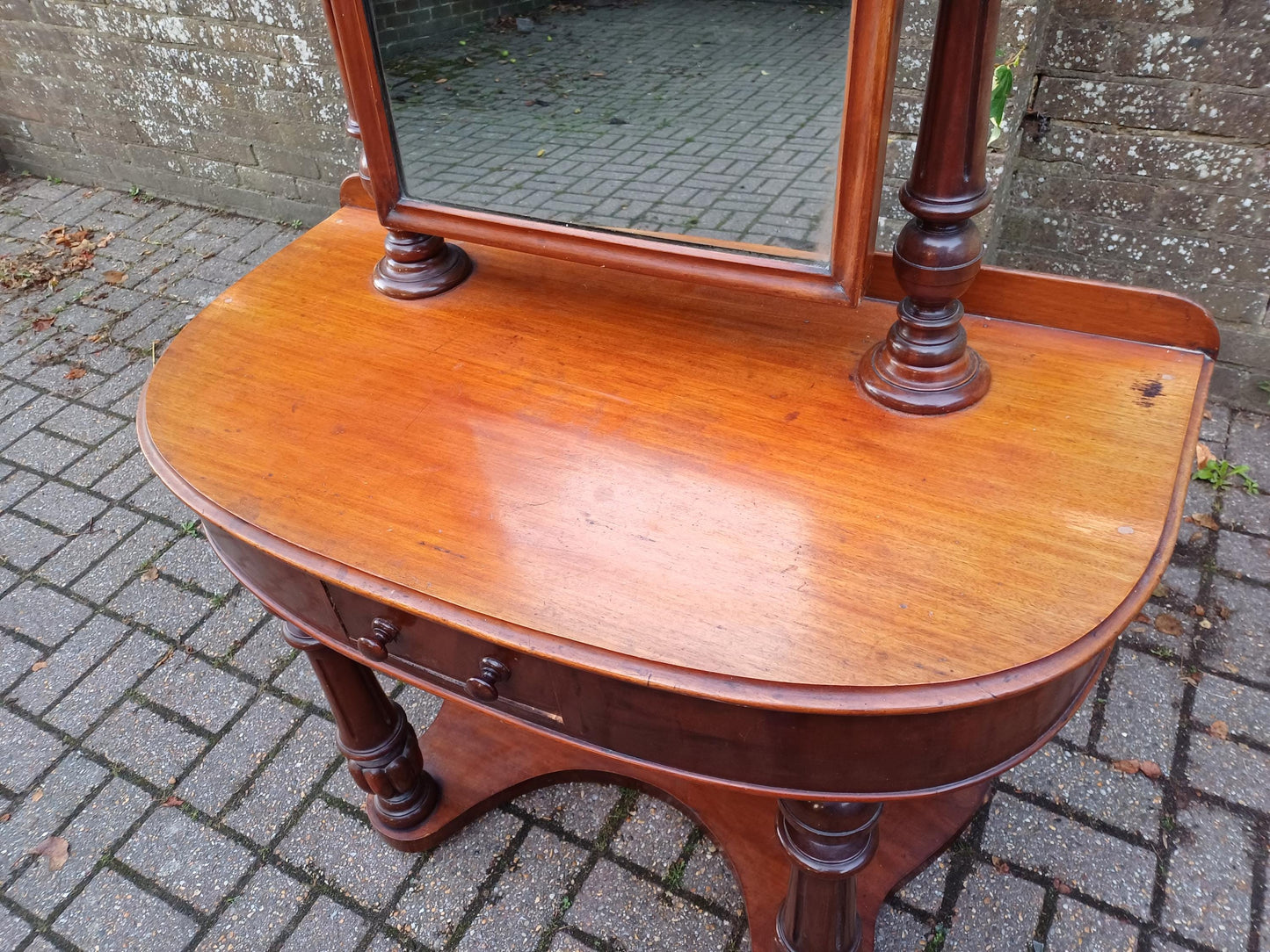 Antique Victorian Mahogany Duchess 19th Century Dressing Table with Drawer & Swivel Mirror Vintage Carved Turned Supports FREE HAND Delivery