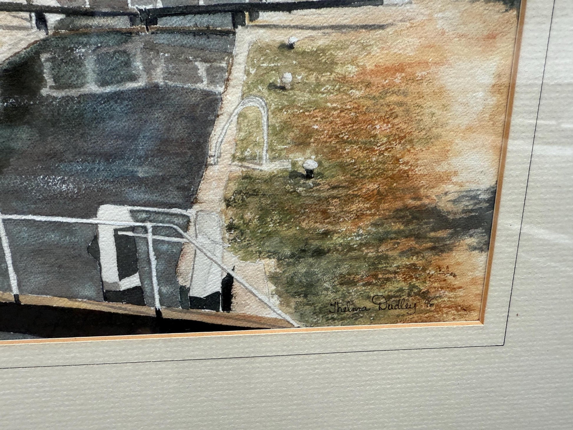 Framed Canal Lock Watercolour by Thelma Dudley, Signed 1996, English Cottage Scene with Narrowboats, Traditional Landscape Art