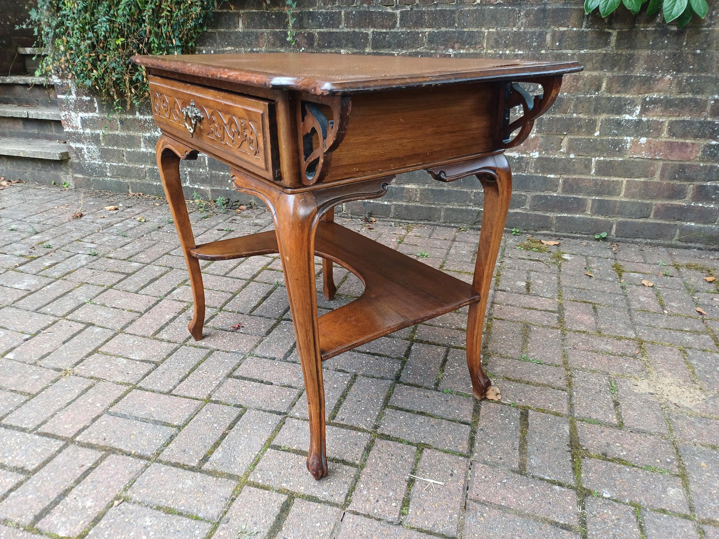 Antique French Louis XV Style Oak Writing Table Dressing Table Side Table Elegant Hall Console or Desk c.1910 FREE HAND Delivery