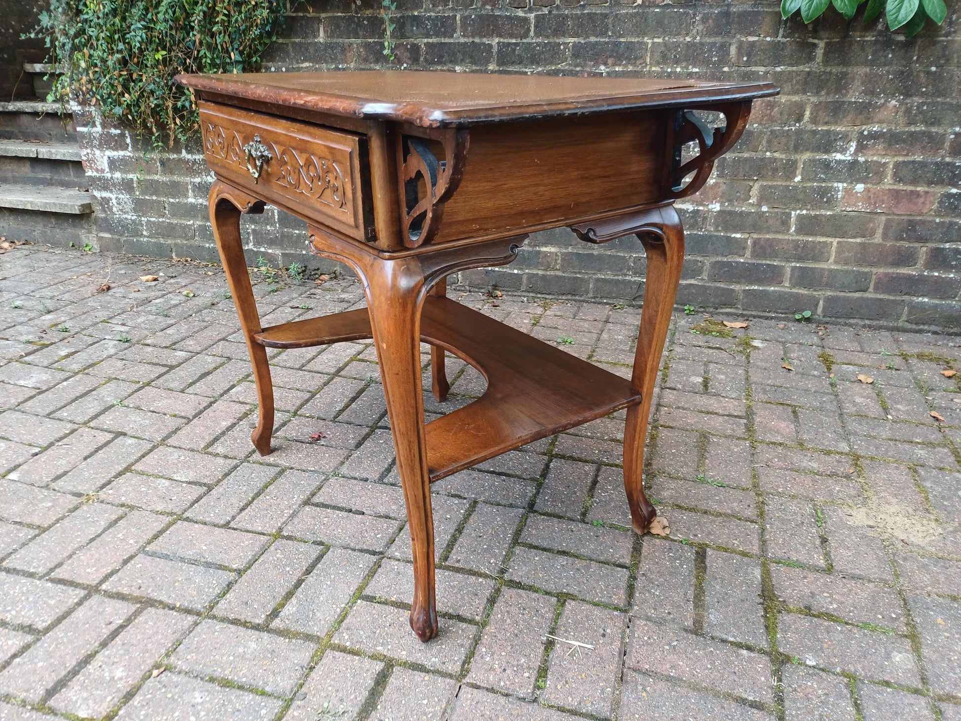 Antique French Louis XV Style Oak Writing Table Dressing Table Side Table Elegant Hall Console or Desk c.1910 FREE HAND Delivery