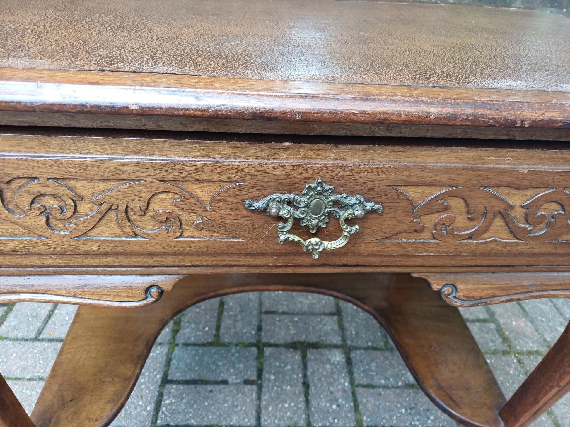 Antique French Louis XV Style Oak Writing Table Dressing Table Side Table Elegant Hall Console or Desk c.1910 FREE HAND Delivery