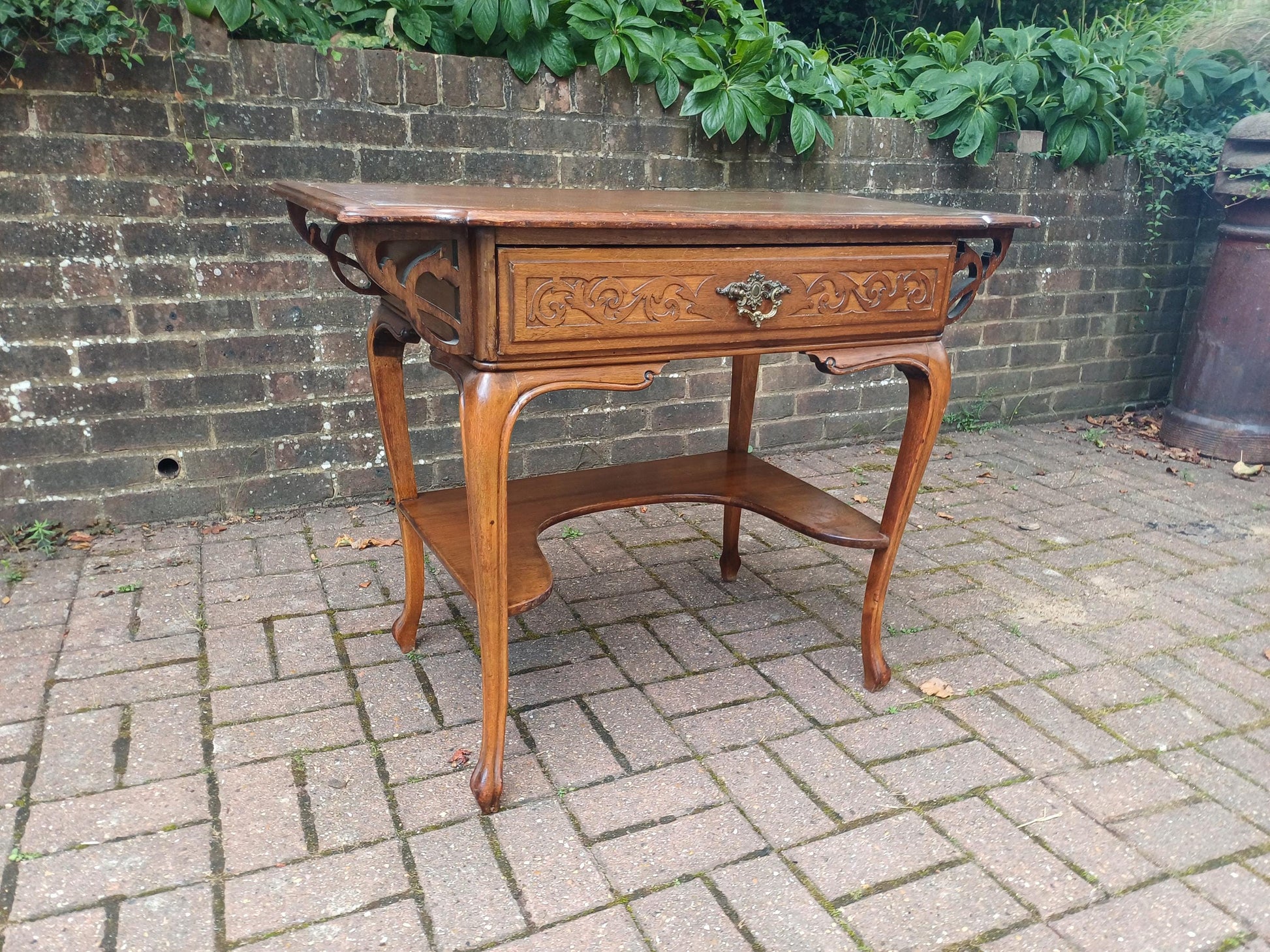 Antique French Louis XV Style Oak Writing Table Dressing Table Side Table Elegant Hall Console or Desk c.1910 FREE HAND Delivery