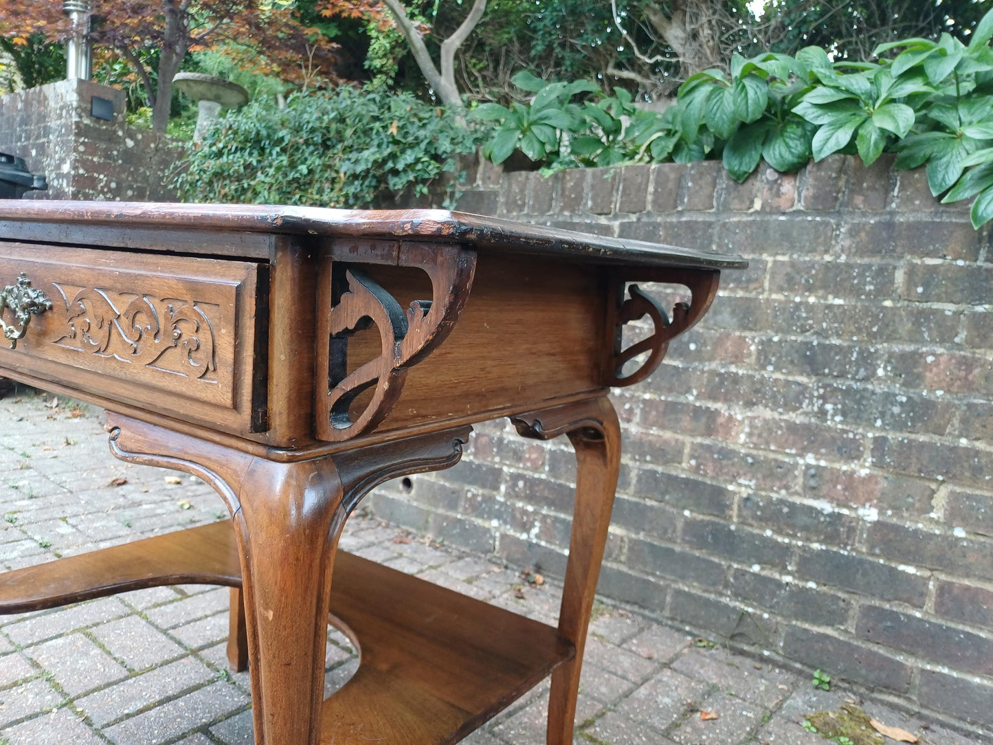 Antique French Louis XV Style Oak Writing Table Dressing Table Side Table Elegant Hall Console or Desk c.1910 FREE HAND Delivery