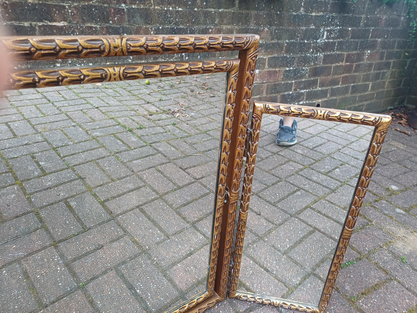 Absolutely Massive High End Vintage Late Victorian Gold Gilt Triple Folding Vanity Dressing Table Mirror Ornate Frame FREE HAND Delivery