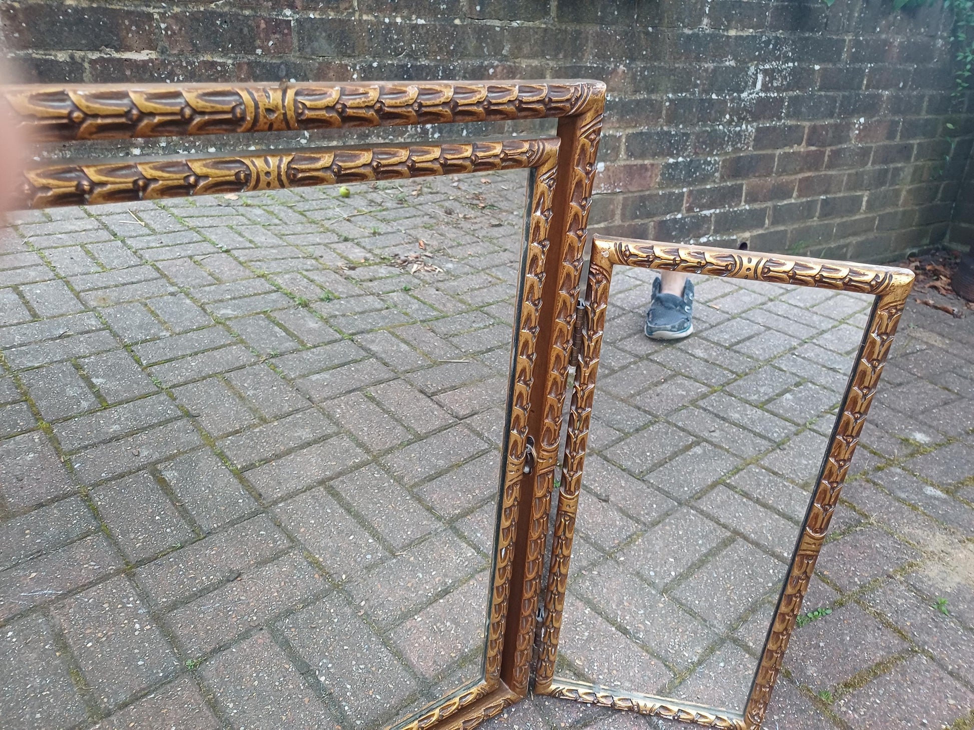 Absolutely Massive High End Vintage Late Victorian Gold Gilt Triple Folding Vanity Dressing Table Mirror Ornate Frame FREE HAND Delivery