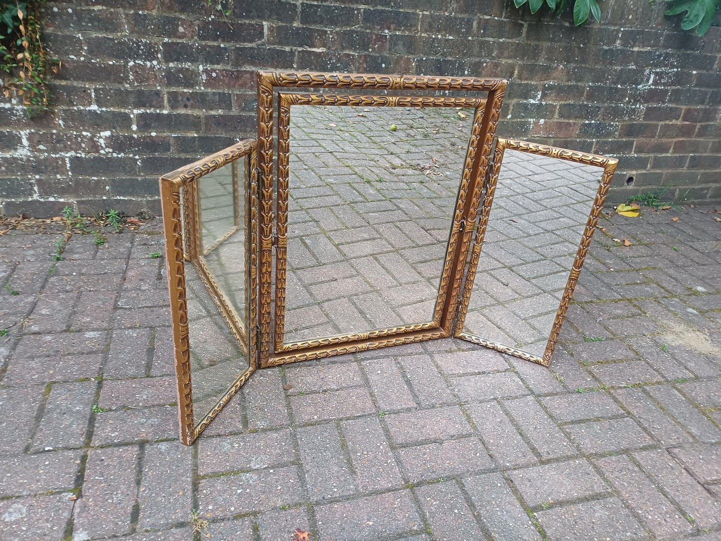 Absolutely Massive High End Vintage Late Victorian Gold Gilt Triple Folding Vanity Dressing Table Mirror Ornate Frame FREE HAND Delivery