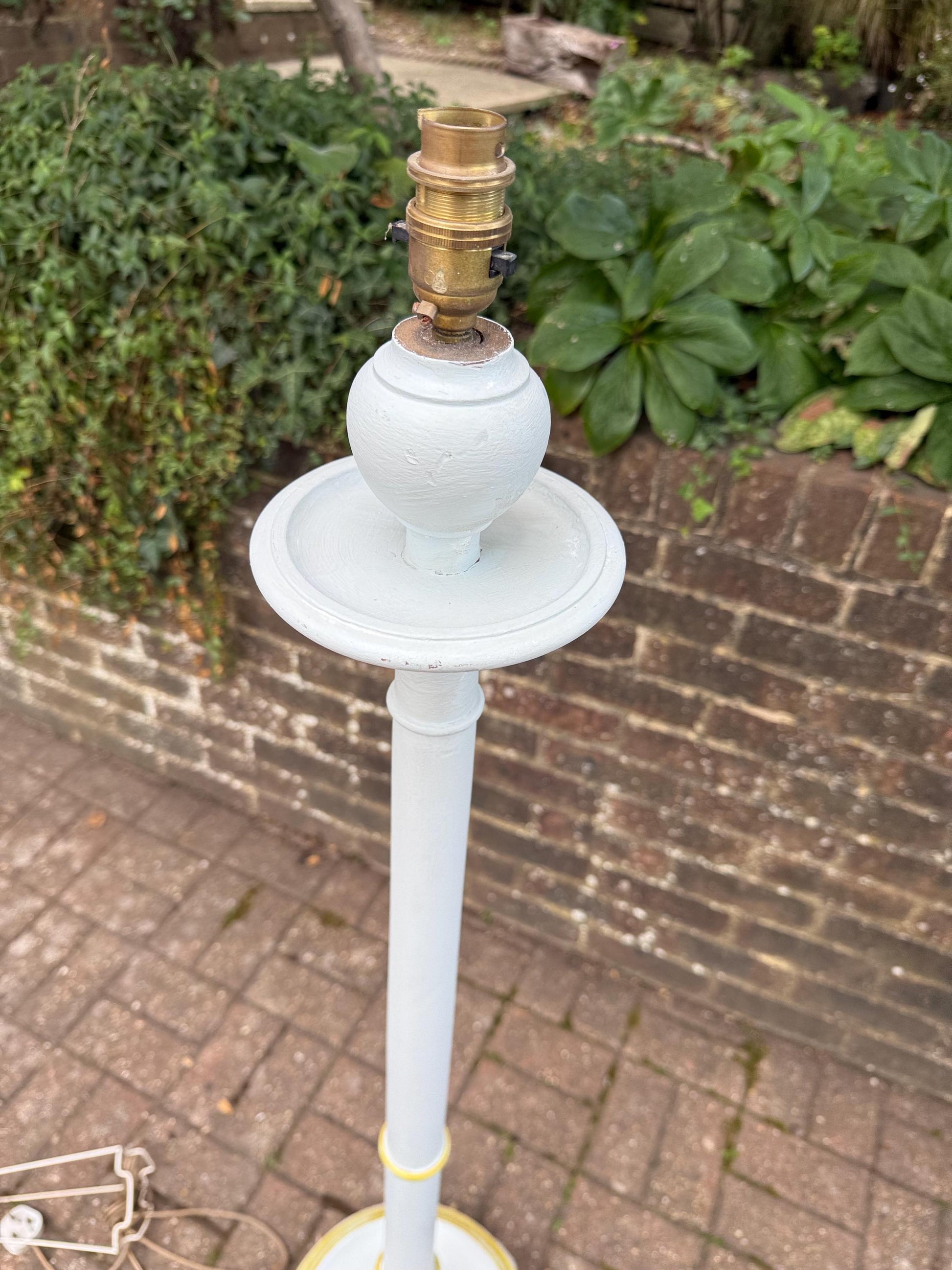 Upcycled Early 20th Century Vintage Standard Lamp, Duck Egg Blue and Gold, Hand Painted in Farrow & Ball ‘Borrowed Light’ PAT tested working