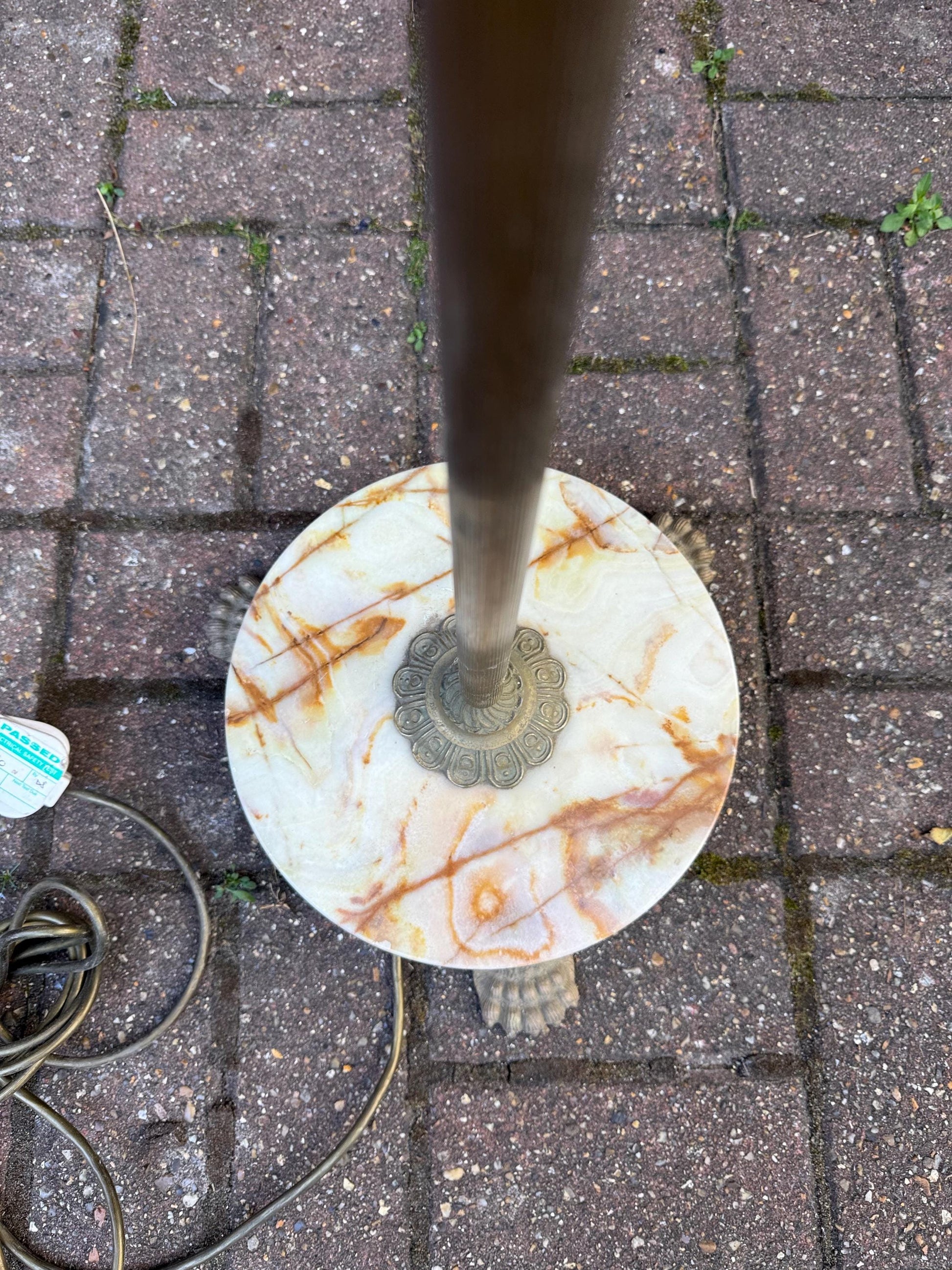 Vintage Onyx & Brass Floor Lamp – Retro 1970s Standard Lamp with Marble Base, working and PAT tested