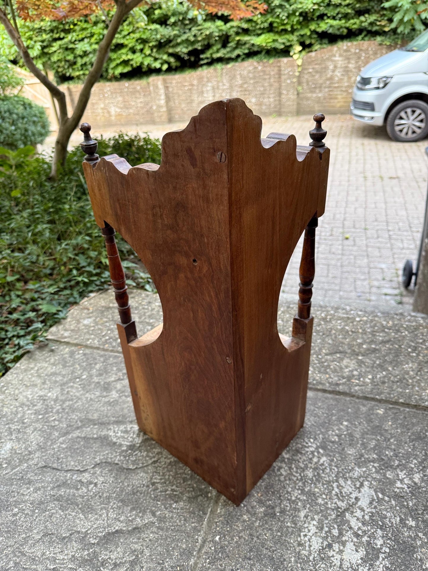 Antique Wooden Corner Shelf with Drawers – Repurposed Dressing Table End as wall shelf or counter top unit - plant stand, storage shelves