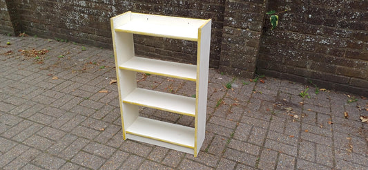 Vintage Handmade Wooden Bookshelf Distressed Gold Trim Bookcase Small Freestanding Storage Unit Distressed Shabby Chic Wall Shelf