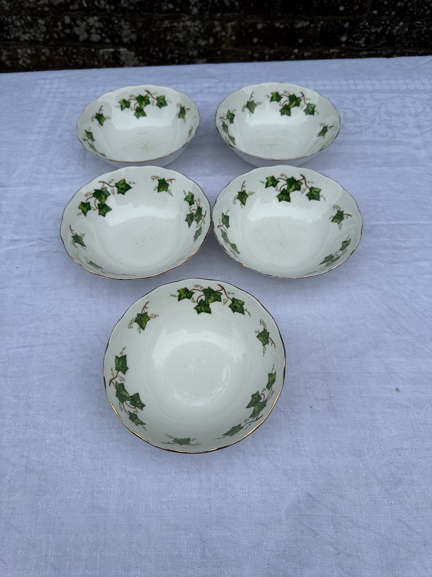 Vintage Colclough Ivy Pattern Bone China Tea Set, English Afternoon Tea Service, Cups Saucers Plates Bowls Jug Sugar Bowl, c.1960s 45 pieces