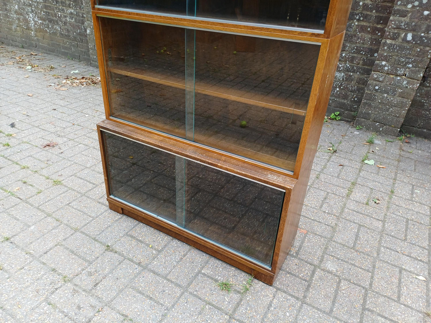 Vintage Minty Oxford 4-Section Stacking Barrister Bookcase Solid Oak Library Cabinet with Sliding Glass Doors, Retro FREE HAND Delivery