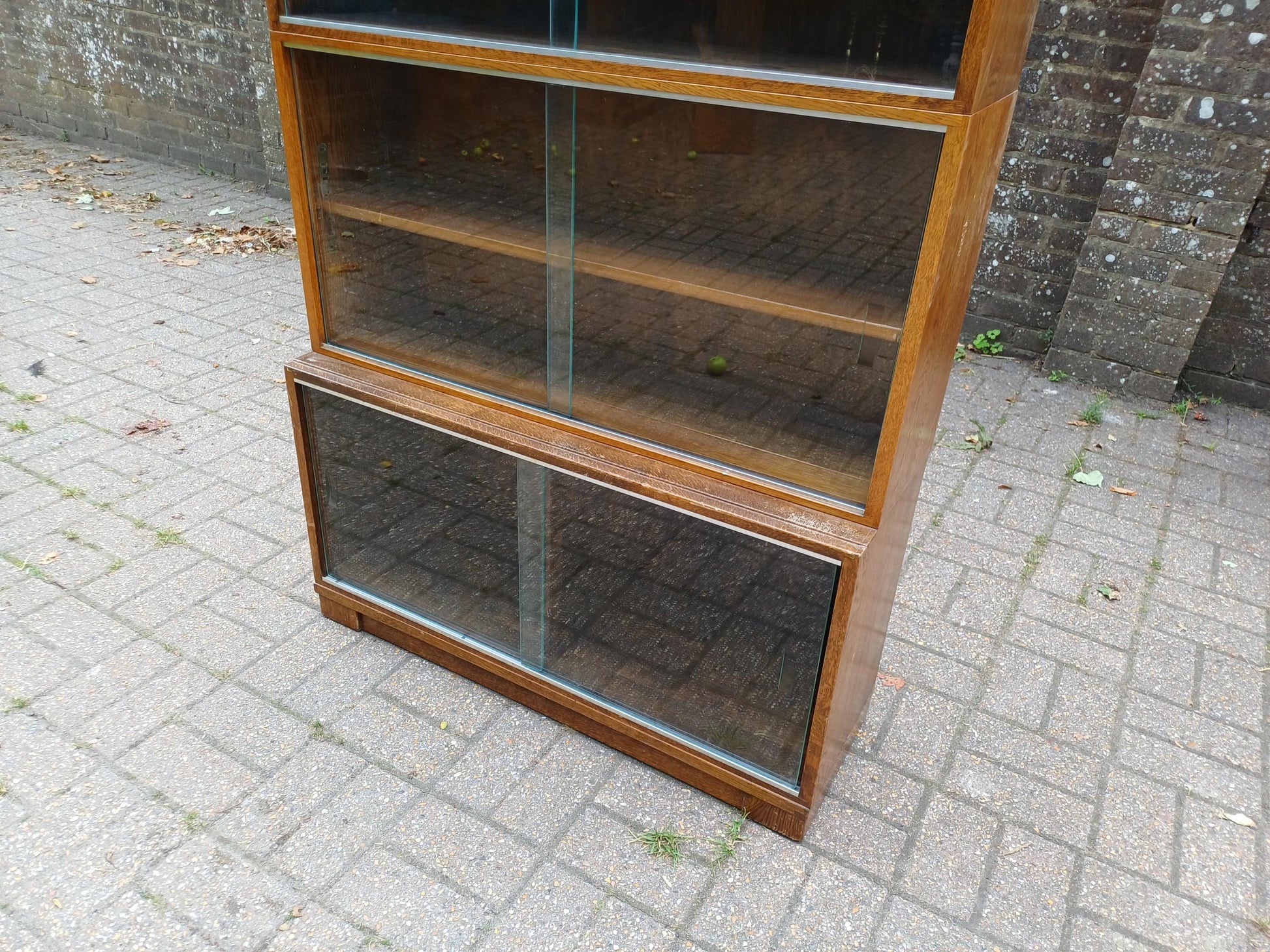 Vintage Minty Oxford 4-Section Stacking Barrister Bookcase Solid Oak Library Cabinet with Sliding Glass Doors, Retro FREE HAND Delivery