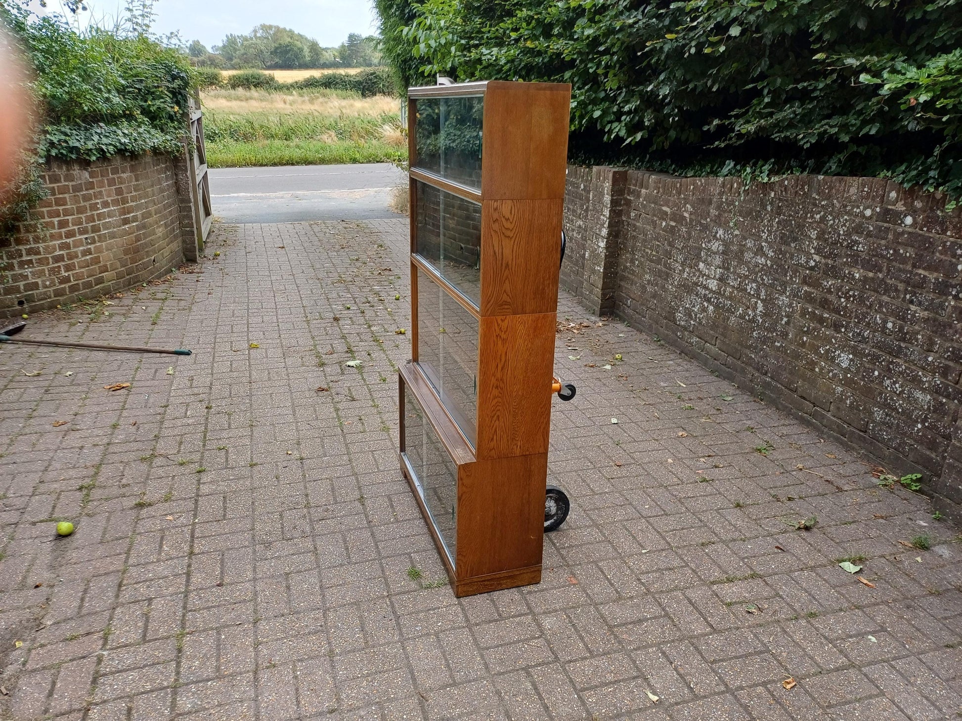 Vintage Minty Oxford 4-Section Stacking Barrister Bookcase Solid Oak Library Cabinet with Sliding Glass Doors, Retro FREE HAND Delivery