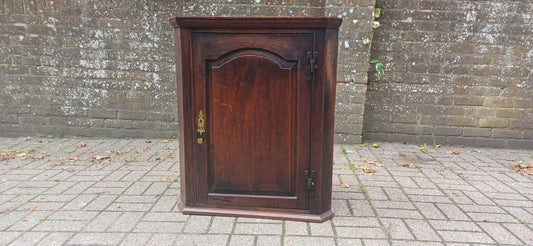Antique Vintage Solid Oak Corner Cabinet with Brass Fittings Perfect Size FREE HAND Delivery