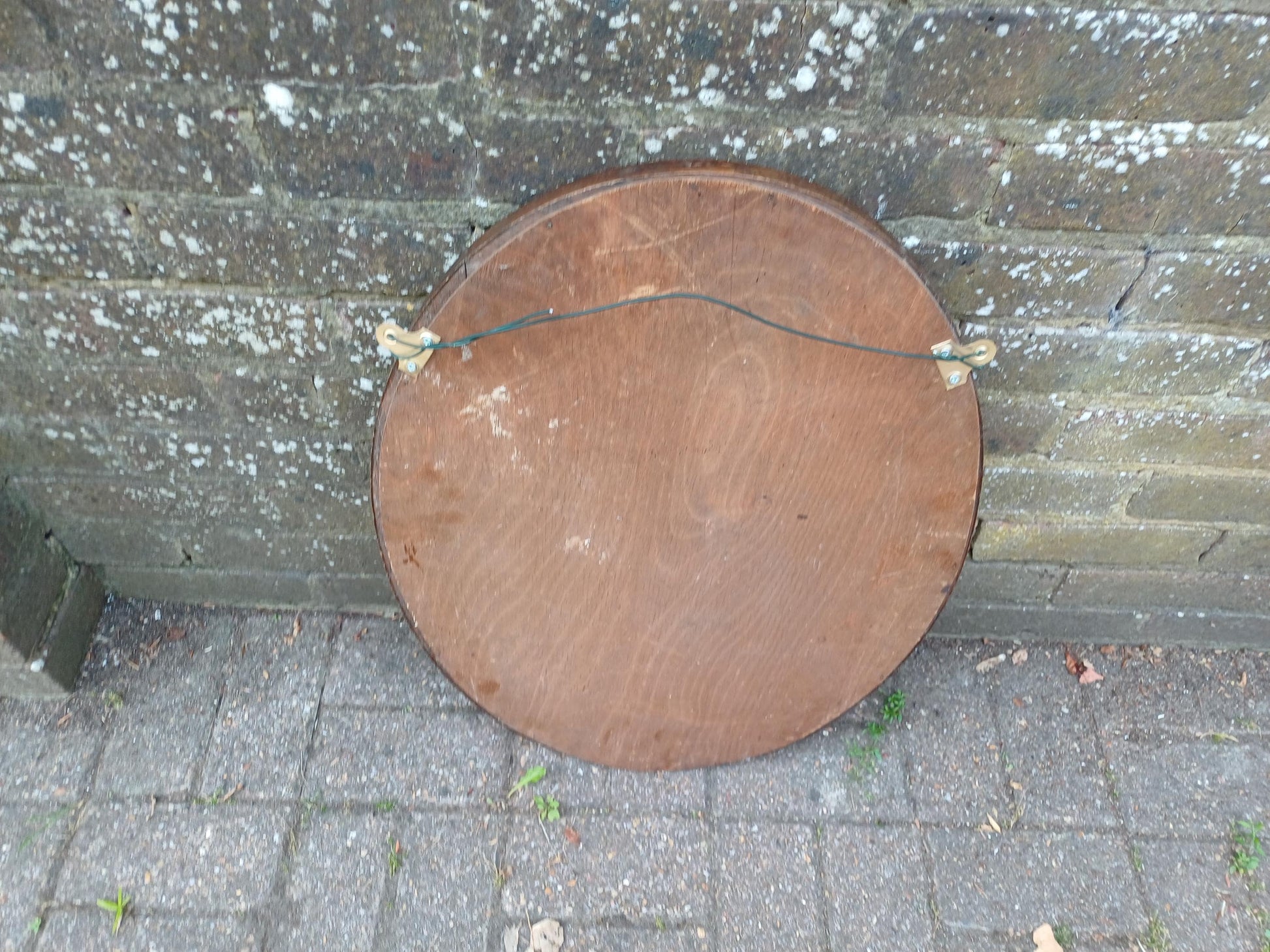 Antique Oak Oval Wall Mirror with Original Bevelled Glass and Patina – Early 20th Century Arts & Crafts Style
