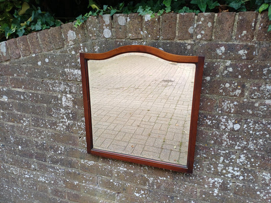 Vintage Bevelled Wall Mirror with Curved Top Mahogany Frame Quality Early 20th Century Classic Hallway Bedroom Living Room Decor