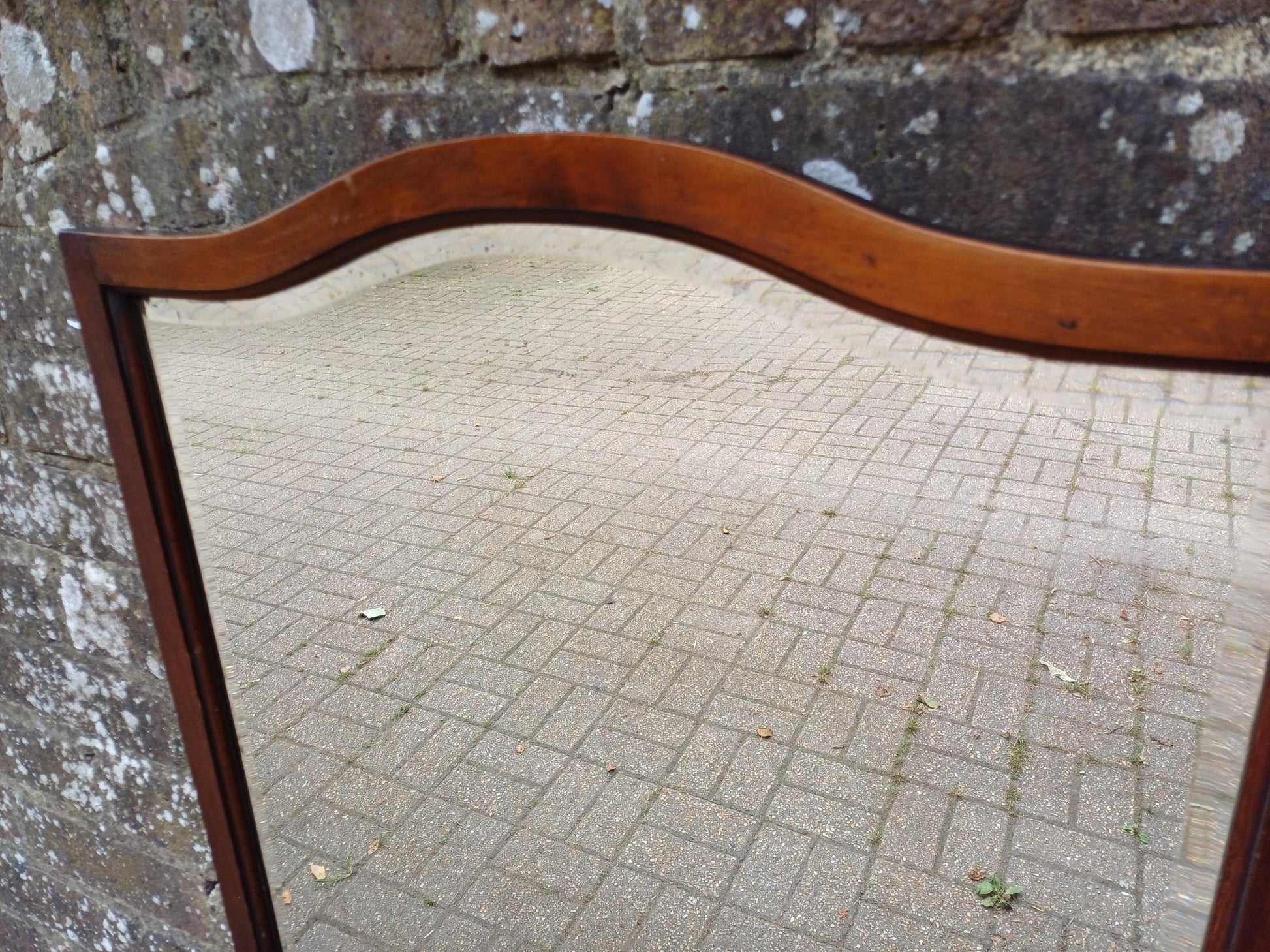 Vintage Bevelled Wall Mirror with Curved Top Mahogany Frame Quality Early 20th Century Classic Hallway Bedroom Living Room Decor