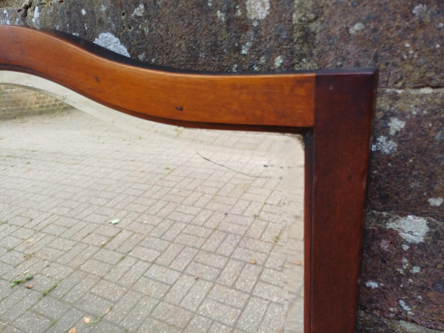 Vintage Bevelled Wall Mirror with Curved Top Mahogany Frame Quality Early 20th Century Classic Hallway Bedroom Living Room Decor