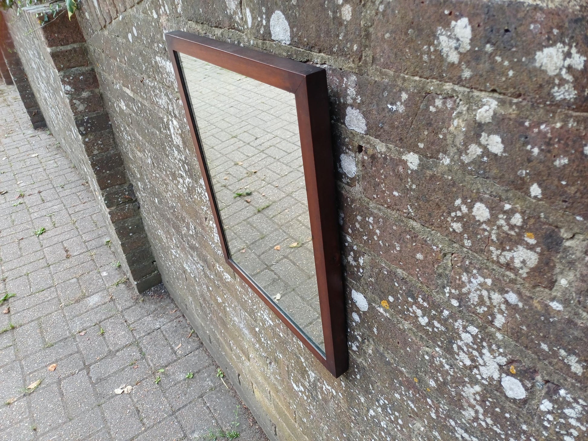 Vintage Antique Mahogany Rectangular Wall Mirror Ideal Bathroom, Hallway etc, Good Condition Glass